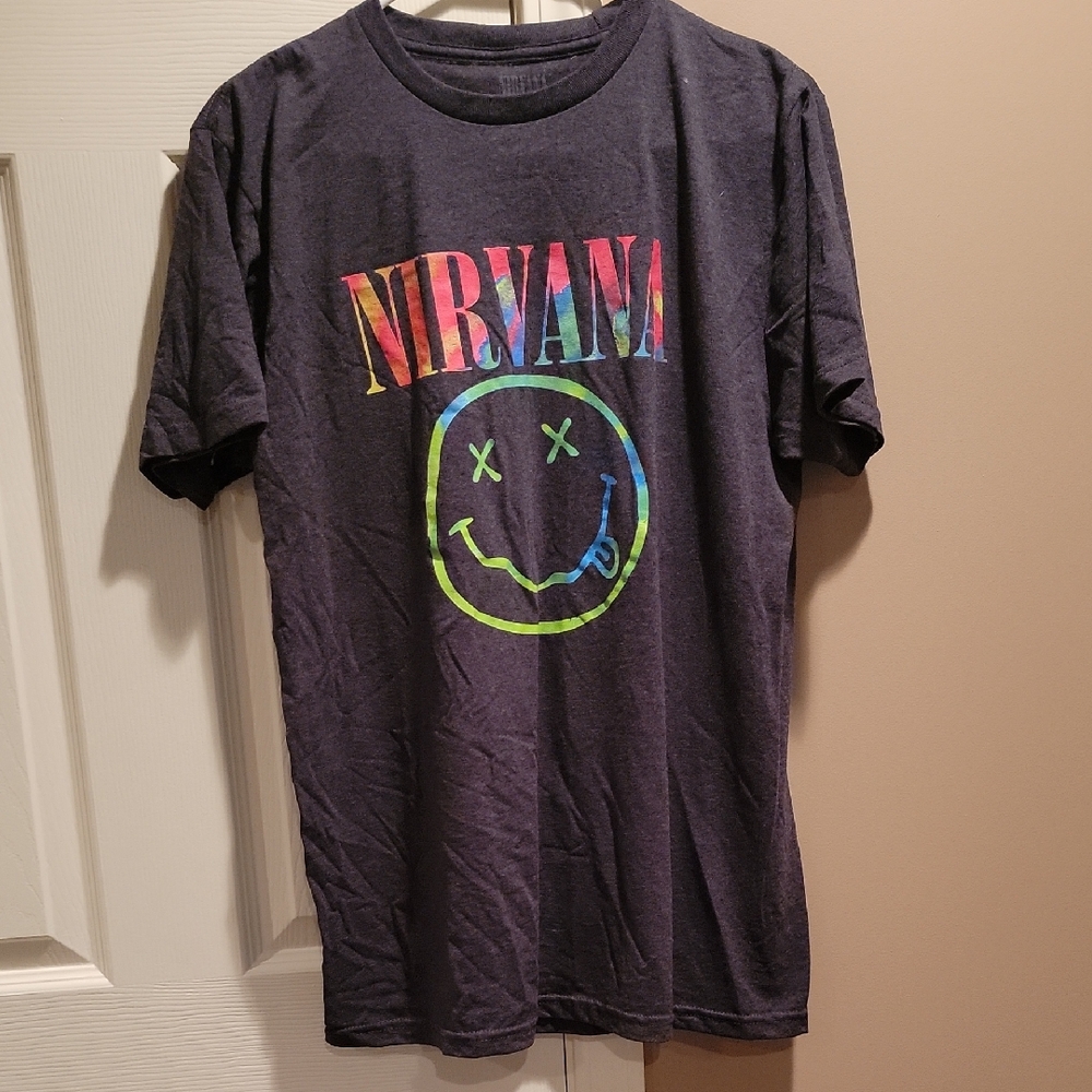 NIRVANA Charcoal Tee with Iconic Smiley